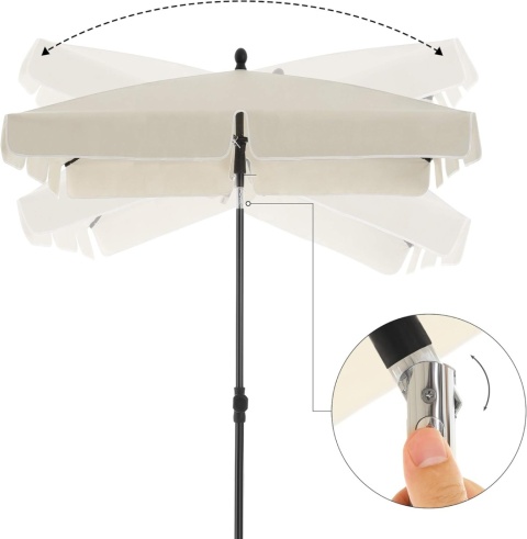 Parasol Balkonowy Songmics 230x150cm UPF50+ Beżowy Regulowany Torba