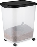 Amazon Basics Pojemnik na karmę dla zwierząt 15,8kg, przezroczysty i czarny