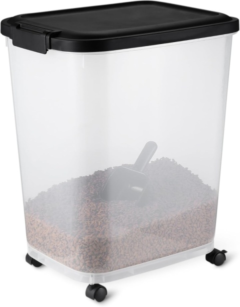Amazon Basics Pojemnik na karmę dla zwierząt 15,8kg, przezroczysty i czarny