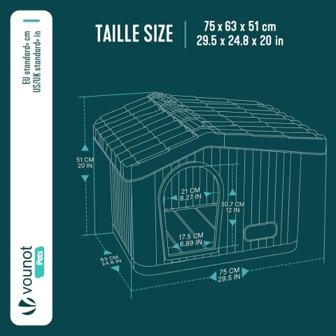Buda Dla Psa Kota Domek Vounot 75 x 63 x 51 cm Z Tworzywa Sztucznego