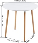 H.J WeDoo Okrągły stół do jadalni, designerski stół kuchenny, 80 CM