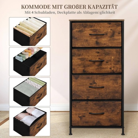 KOMODA Z SZUFLADAMI RETRO VINTAGE 4 SZUFLADY Z UCHWYTAMI DO SYPIALNI SALONU