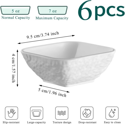 Kyraton Zestaw 12 Miseczek na Dipy 180ml, Białe Miseczki eleganckie