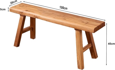 Ławka z litego drewna 100 cm – rustykalna