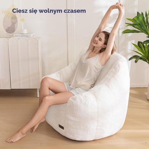 MAXYOYO Pufa dla dorosłych i dzieci – miękkie sztuczne futro 86gł. x 95szer. x 80wys