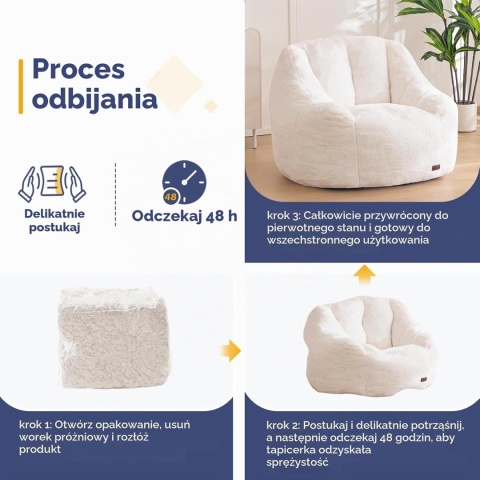 MAXYOYO Pufa dla dorosłych i dzieci – miękkie sztuczne futro 86gł. x 95szer. x 80wys