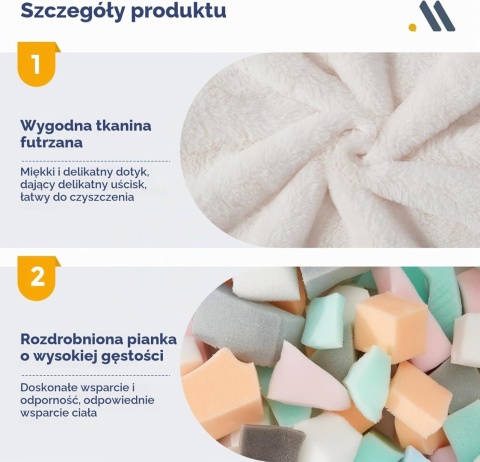 MAXYOYO Pufa dla dorosłych i dzieci – miękkie sztuczne futro 86gł. x 95szer. x 80wys