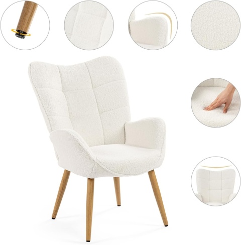 MEUBLE Cosy Fotel relaksacyjny z oparciem, Vanity, tkanina Bouclé