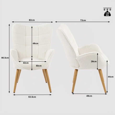 MEUBLE Cosy Fotel relaksacyjny z oparciem, Vanity, tkanina Bouclé