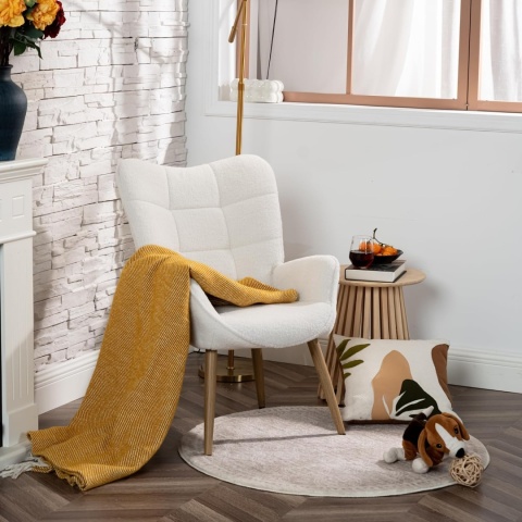 MEUBLE Cosy Fotel relaksacyjny z oparciem, Vanity, tkanina Bouclé