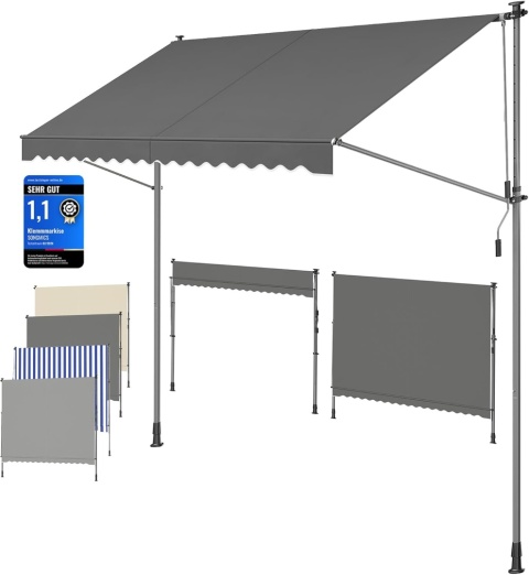 Markiza 120 x 350 cm tkanina osłona przeciwsłoneczna z regulacją wysokości
