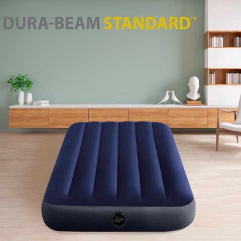 Materac Dmuchany Welurowy Jednoosobowy Łóżko 191x99x25 Intex 64757 New2026