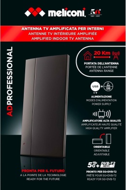 Meliconi AD Professional R1 antena telewizyjna do użytku w pomieszczeniach, z filtrami 4G i 5G