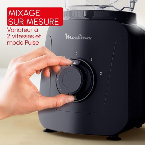 Moulinex – Blender Blendforce Essential 450 W, kielich z tworzywa 1,85 l, kolor Midnight