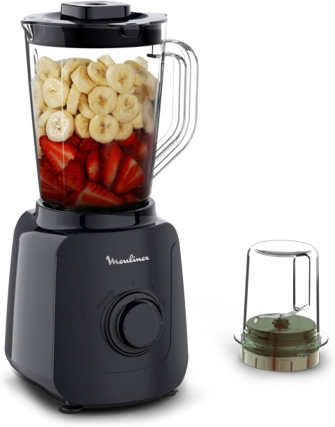 Moulinex – Blender Blendforce Essential 450 W, kielich z tworzywa 1,85 l, kolor Midnight