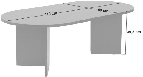 Owalny stolik kawowy SABLE 120x60 trawertynowy beż