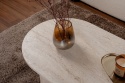 Owalny stolik kawowy SABLE 120x60 trawertynowy beż