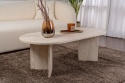 Owalny stolik kawowy SABLE 120x60 trawertynowy beż
