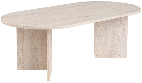 Owalny stolik kawowy SABLE 120x60 trawertynowy beż