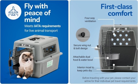 Petmate Transporter lotniczy Beeztees 715563 53 x 40 x 38 cm, szary IATA