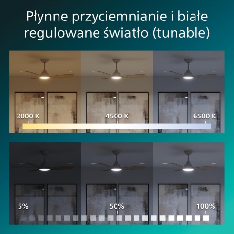 Philips Lampa sufitowa z wentylatorem 30W+24W 3000/4300/6500K 106cm biała