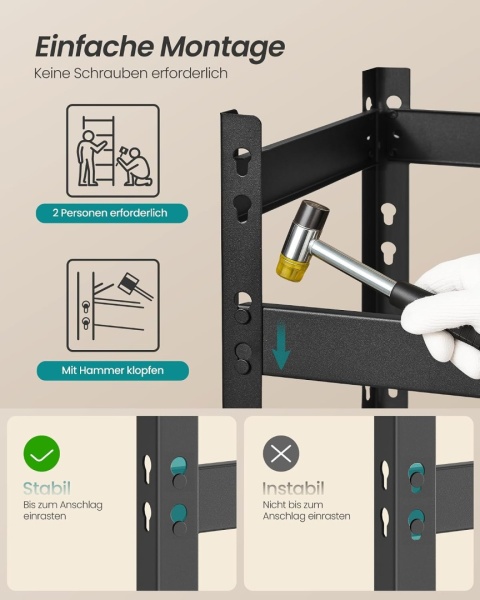 Regał magazynowy metalowy Songmics 125,4 x 70 x 32 cm max 30 kg na półkę