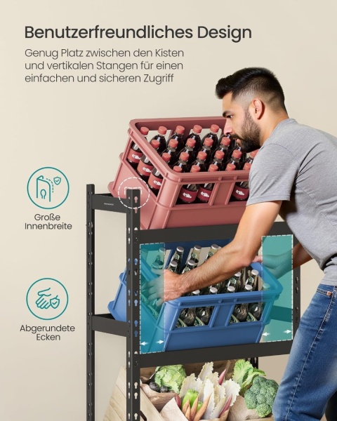 Regał magazynowy metalowy Songmics 125,4 x 70 x 32 cm max 30 kg na półkę