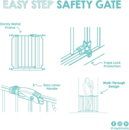 Regalo Easy Step Walk Thru Gate, Biały, Pasuje do przestrzeni o szerokości od 60 cm do 90 cm