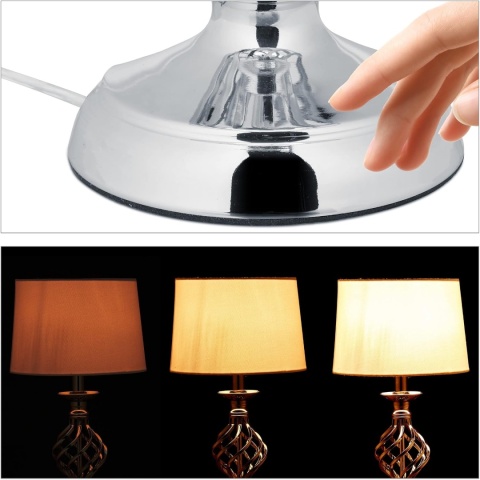 Relaxdays Lampa stołowa nowoczesna, lampka dotykowa, s3 stopnie ściemniania,