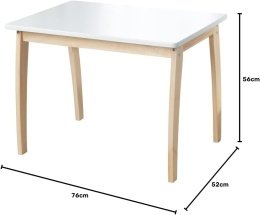 STOLIK DLA DZIECI BIAŁY 80 x 60 x 47 cm STÓŁ DO POKOJU DZIECKA