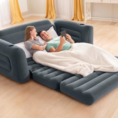 Sofa dmuchana rozkładana duże łóżko materac 2w1 INTEX 66552