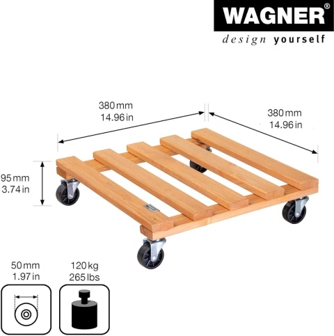 WAGNER Paetti podstawka pod rośliny 38 x 38 x 9,5 cm, do użytku na zewnątrz i wewnątrz