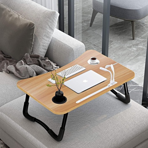 A3A ACADGQ stolik pod laptopa, składany, 60 x 40 cm portami USB do ładowania, szufladą