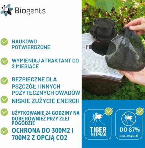 BIOGENTS TIGER MOSQUITO OUTDOOR Elektryczna Pułapka na Komary 2 Wkłady