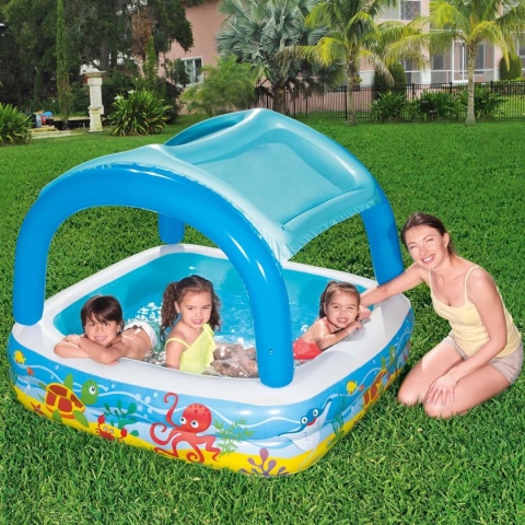 52192 Basen Dmuchany Dla Dzieci Z Daszkiem 140 x 140 x 114cm BESTWAY