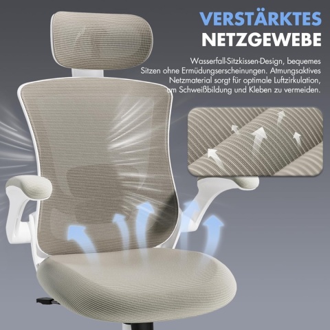 COLAMY Krzesło biurowe, z siateczką, podparciem okolic lędźwiowych, ergonomiczne