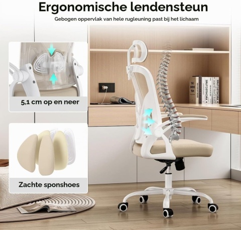Farini Ergonomiczne krzesło z podłokietnikami do biura na kółkach