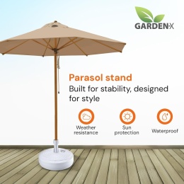 GARDENIX Okrągły stojak na parasole przeciwsłoneczne, imitacja rattanu,