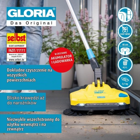 GLORIA Zamiatarka akumulatorowa EasySweep 18 V w zestawie akumulator Bosch