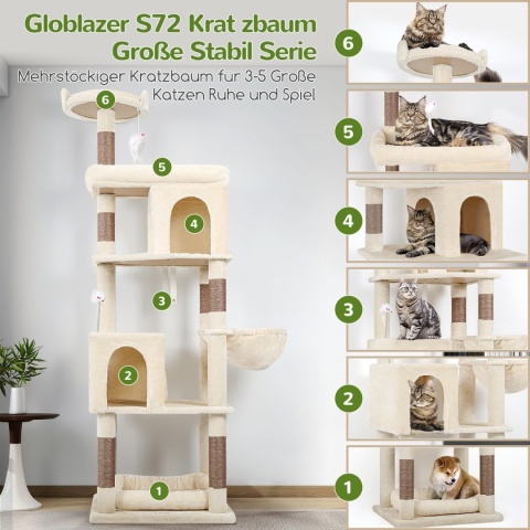 Globlazer Drapak duży, beżowy, wysokość 183 cm, dla kota XXL