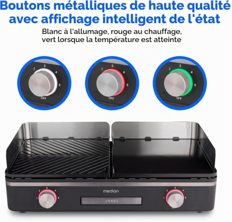 Grill stołowy MEDION z systemem dwustrefowym 2400 W