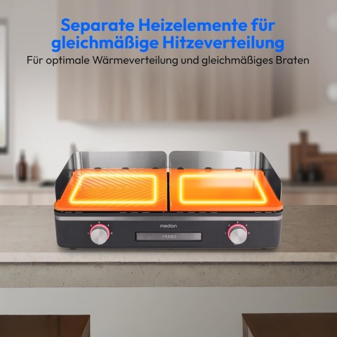 Grill stołowy MEDION z systemem dwustrefowym 2400 W