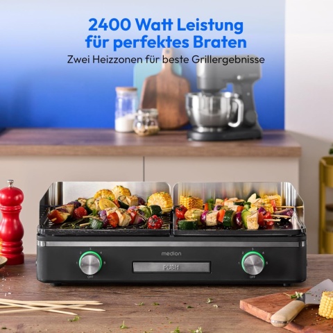 Grill stołowy MEDION z systemem dwustrefowym 2400 W