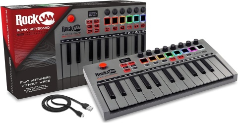KEYBOARD ROCKJAM GO 25 KLAWISZY USB BLUETOOTH AUX MIDI 8 PERKUSJI RJMK25