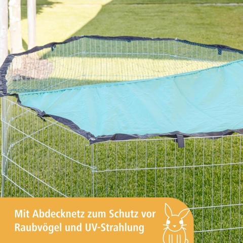 Kerbl Pet Wybieg dla Zwierząt, Srebrny/Niebieski, ⌀ 143 cm z osłoną