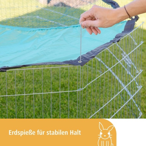 Kerbl Pet Wybieg dla Zwierząt, Srebrny/Niebieski, ⌀ 143 cm z osłoną