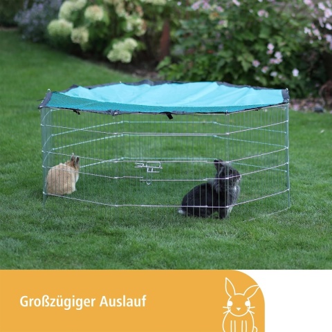 Kerbl Pet Wybieg dla Zwierząt, Srebrny/Niebieski, ⌀ 143 cm z osłoną