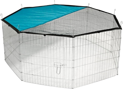 Kerbl Pet Wybieg dla Zwierząt, Srebrny/Niebieski, ⌀ 143 cm z osłoną