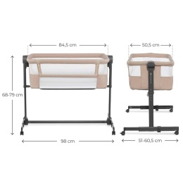 Kinderkraft Neste Up 2 - Dziecięce Niemowlęce Łóżeczko Dostawne 2w1 Beige
