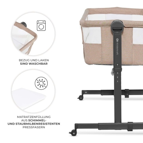 Kinderkraft Neste Up 2 - Dziecięce Niemowlęce Łóżeczko Dostawne 2w1 Beige